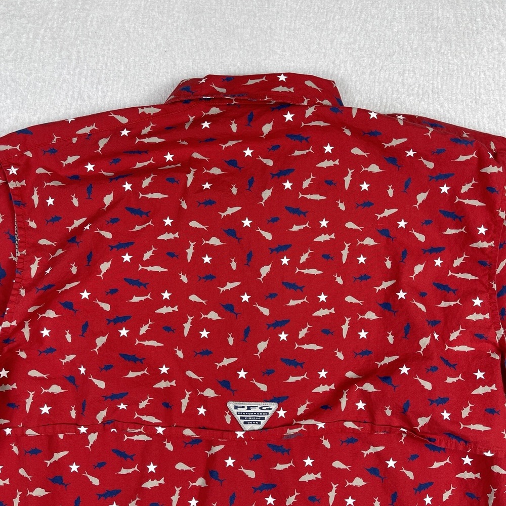 Columbia Shirt Mens Large Patriotic Angler PFG Vented Vacation Traveler Fishing - Picture 12 of 14